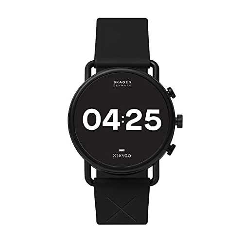 Skagen Connected Falster 3 Gen 5 Stainless Steel and Silicone Touchscreen Smartwatch, Color: Black...