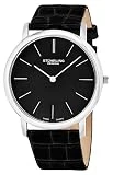 Stuhrling Men's 601.33151 Ascot Swiss Quartz Ultra Thin Black Alligator-Embossed Leather Strap Watch