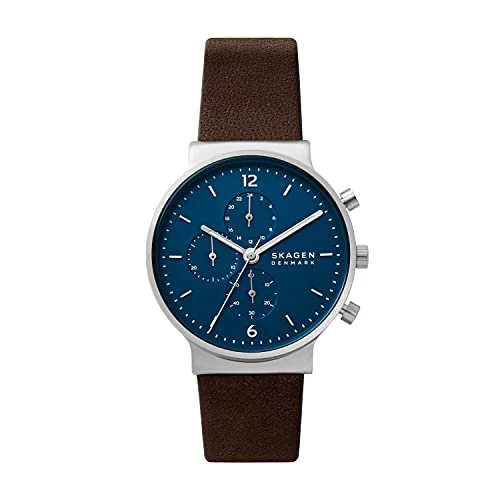 Skagen Men's Ancher Chronograph Brown Eco Leather Watch (Model: SKW6765)