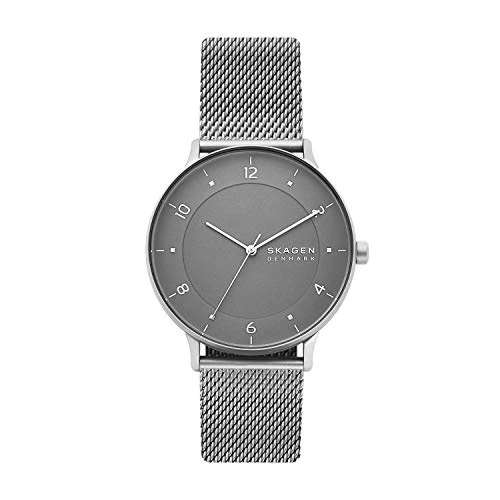 Skagen Men's RIIS Quartz Analog Stainless Steel and Stainless Steel Watch, Color: Silver (Model:...