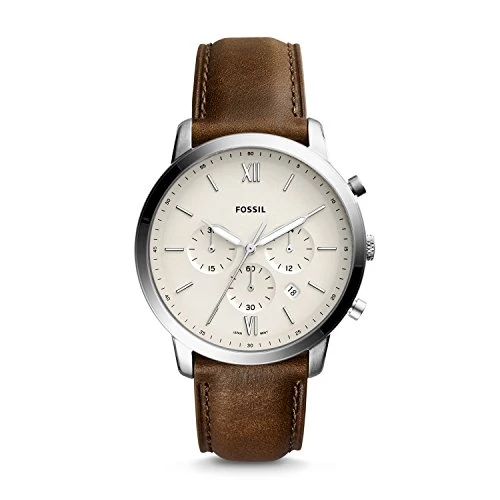 Fossil Men's Neutra Chrono Quartz Stainless Steel and Leather Chronograph Watch, Color: Silver,...