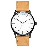 MVMT Watches Black Case with Tan Leather Strap Men's Watch