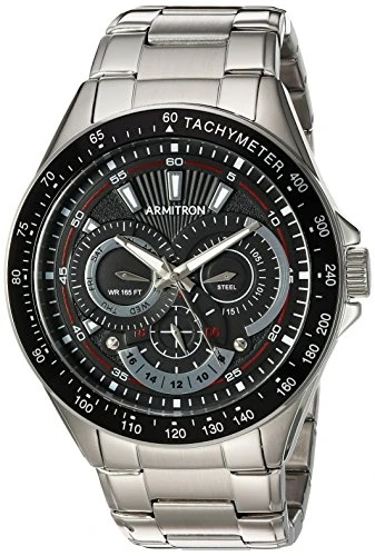Armitron Men's 20/5197BKSV Multi-Function Dial Silver-Tone Bracelet Watch